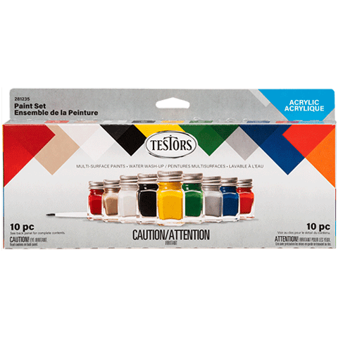 Testors 9001 Acrylic Pods Paint Kit 6 Primary Colors